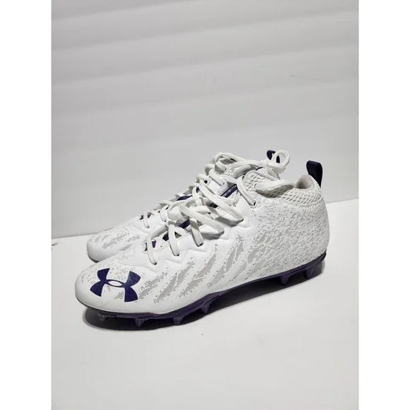 Under Armour Spotlight Football Cleats 4D Foam White Purple 3023963-103 Men 8.5 - Picture 2 of 10